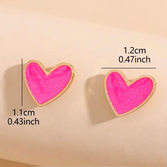 Gold and Pink Heart Earrings NWOT - Picture 4 of 4